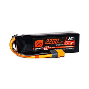 Lipo Batteries: SPEKTRUM 2200mAh 4S 14.8V Smart G2 LiPo Battery, 30C, IC3