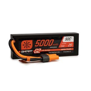 Hardcase Lipo: Spektrum: 5000mAh 7.4v 2S 50C Smart G2 Hardcase LiPo Battery - IC5