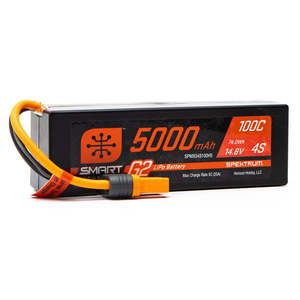 SPEKTRUM 5000mAh 4S 14.8V Smart G2 LiPo Battery, 100C IC5 Hardcase