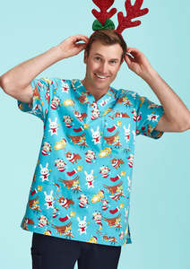 Healthcare: Mens Christmas Short Sleeve V-neck Scrub CST446MS