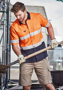 Work Shirts: Mens Rugged Cooling Hi Vis Taped Short Sleeve Shirt ZW835