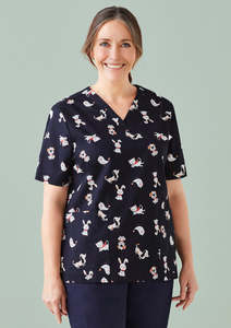 Womens Printed Best Friends Scrub Top CST147LS