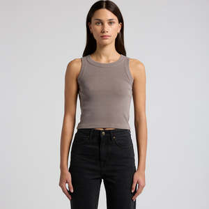 Singlets: Women's Faded Organic Rib Crop Tank 4035