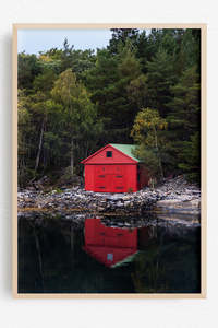 Red Shelter on Black Water