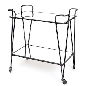 Decor Barware: Lloyd Mirror Shelves Bar Trolley Black