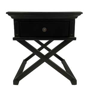 Sorrento: Sorrento Cross Leg Hamptons Side Table W/Drawer Black