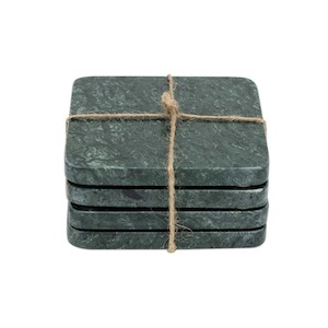 Decor Barware: River Marble Coaster Square Green Set of 4