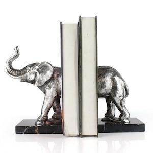 Silver Elephant Bookends