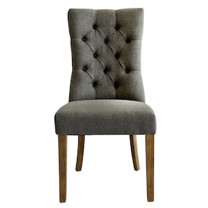 Diana Buttoned Hamptons Dining Chair Storm Grey Linen Blend (2 Only left in stock)