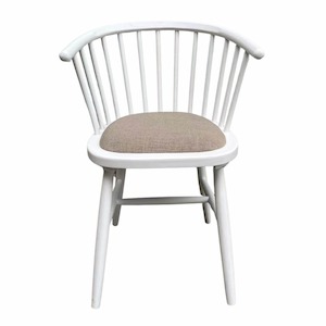 Noah Round Curved Strip Back Dining Chair White (2 only left in stock)