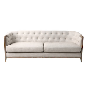 Sofas: Louis 3 Seater Cream Sofa with Oak Frame