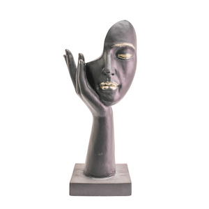Wall Decor Decorative: Face in Hand Fibre Clay Statue 60cm High