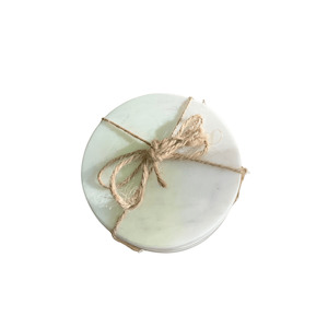 River Marble Round Coaster White