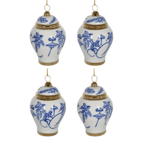 Chinoiserie Box of 4 Monkey Ginger Jar Ornaments