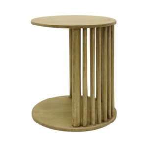 Sara Natural Wooden C Shaped Side Table