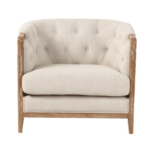 Louis Cream Armchair with Oak Washed Frame