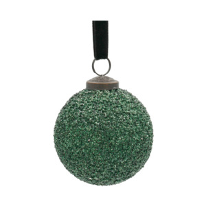 Wall Decor Decorative: Green Texture Glass Bauble - 10cm