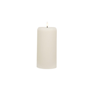 Medium Cream LED Ribbed Pillar Candle