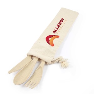 Products: Delish Eco Cutlery Set in Calico Pouch – One World Online