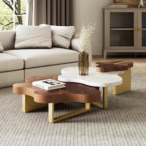 Eureka Cloud Shape Solid Wood Coffee Table Set
