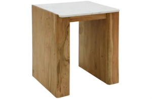 Side Table: Lucia Acacia & Marble Side Table - Oak Finish