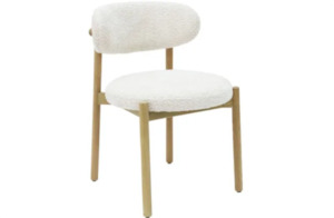 Dining Chair: Mia Boucle & Oak Dining Chair - White
