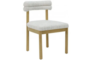 Dining Chair: Zia Linen & Oak Dining Chair - Grey Fleck