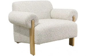 Arm Chairs, Recliners & Sleeper Chairs: Sophie Linen & Oak Accent Chair - Grey Fleck