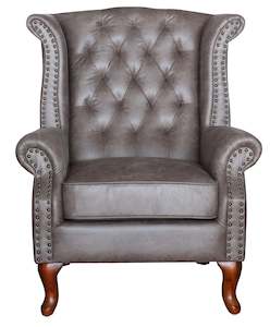 Clearance: Clinton Large Wingback Chair-Vintage Grey