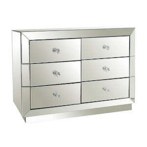 Dressing Table: Curio 6 Drawer Mirrored Dresser