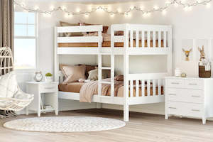 Peri Bunk Bed with 2 Mattress - White