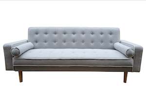 Sofabed: New York Sofabed - Grey with white piping