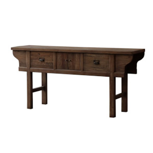 Hall Console Tables: Northern China Console Table - Dark Walnut