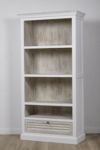 Wall Units Display Cabinets: Antique White Bookcase