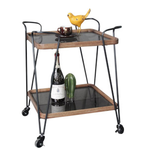 Bar Table Bar Stools: Baxton Square Bar Cart Trolley with Wheels