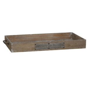 Wooden Tray with Metal Handles