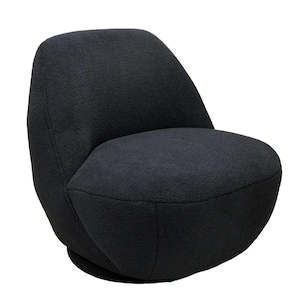 Baxter Boucle Swivel Chair - Black