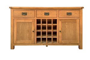 Kensington Oak Buffet Table with Wine Rack