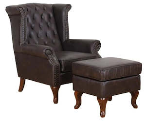Huskins Large Wingback Chair with Ottoman