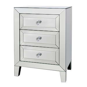 Tallboy Chests: Palisade 3 Drawer Mirrored Bedside Table