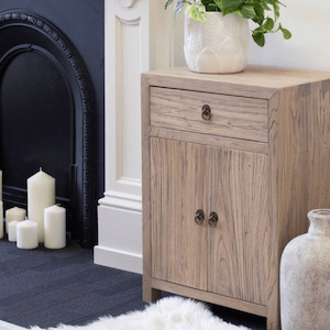 Tallboy Chests: Peasant Old Elm Bedside Table