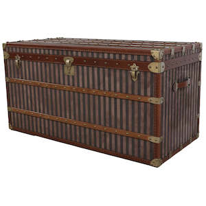 Rare Brass Bound Striped Trunk
