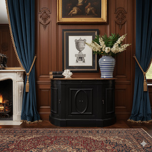 Bastian 4 Door Curved Sideboard - Antique Black