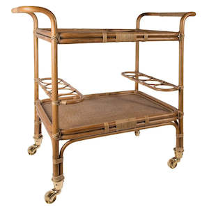 Bar Table Bar Stools: Carlo Rattan Bar Trolley - Antique