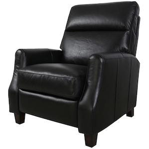 Recliner Swivel Chairs: Pompei Aged Leather Recliner Chair - Belon Black