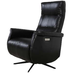 Providence Aged Leather Electric Recliner Chair - Belon Black