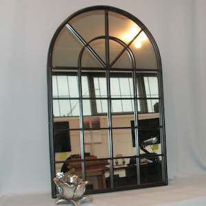 Metal Arch Mirror - Black Indoor/Outdoor