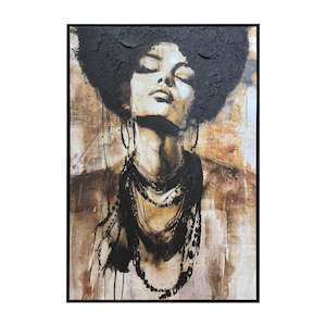 Me Being Afro Hand Painted Framed Canvas Wall Art