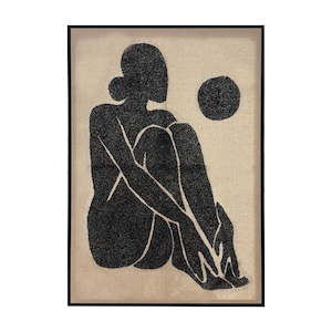 Black Nude Hand Painted Framed Canvas Wall Art