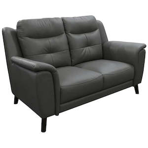 Sofas: Opal Leather 2 Seat Sofa - Gun Metal